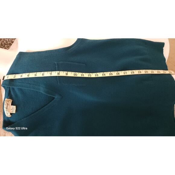 Gap 100% Lambswool Teal Geen Knit Sweater Vest Women's Large with Pocket Vintage - Picture 6 of 8